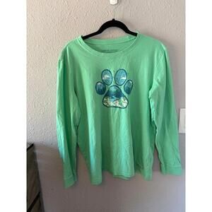 Life is Good green dog paw women's long sleeve size XL